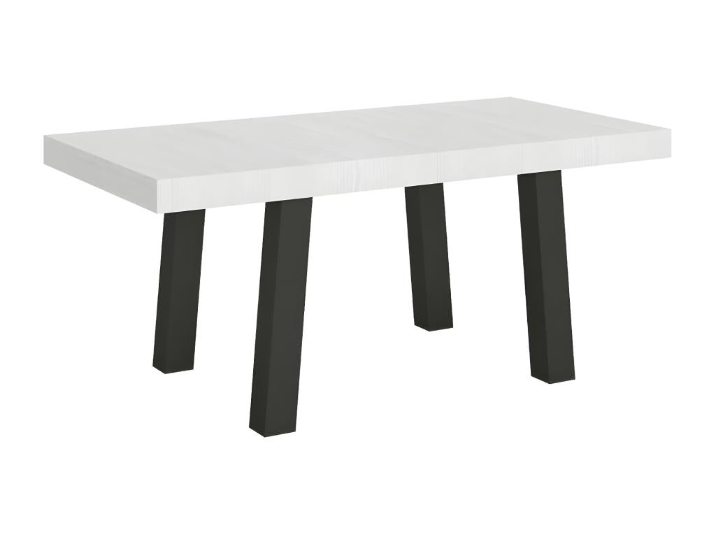 Table extensible 6 à 12 places L 160 à 264cm blanc et pieds métal anthracite Ventoriq GDTX18144