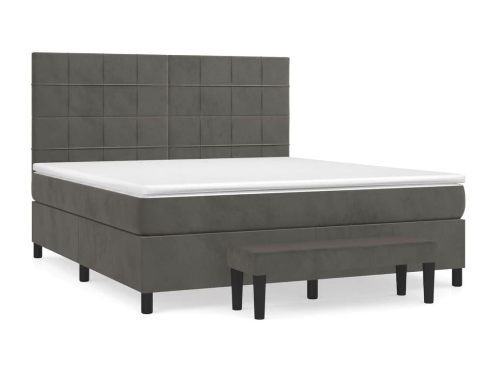 Lit à sommier tapissier et matelas Gris foncé 160x200cm Velours BJEM52797
