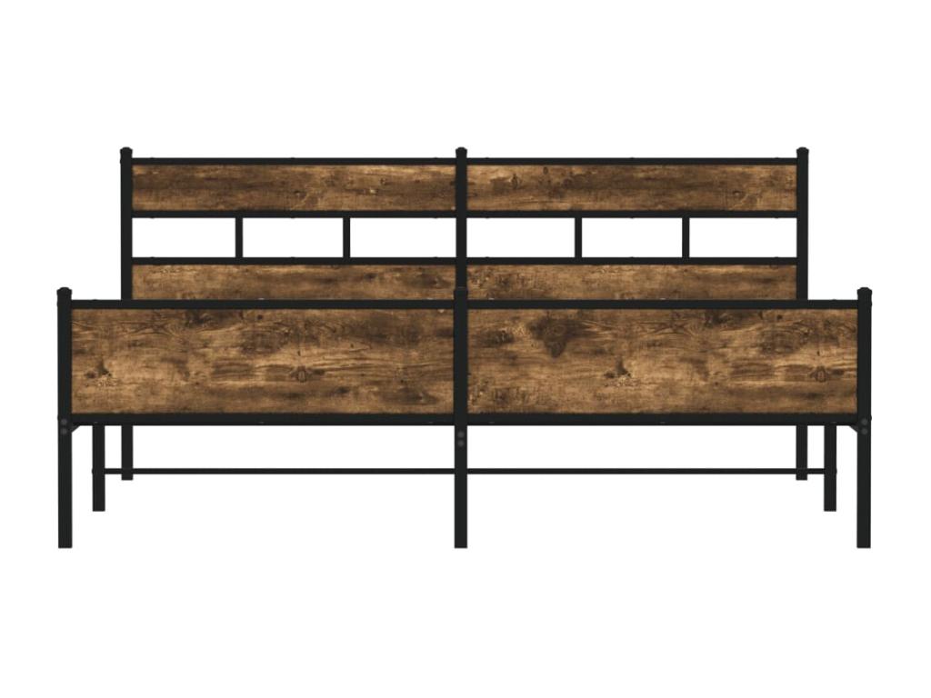 Cadre de lit en métal sans matelas chêne fumé 180x200 cm TQYK41357