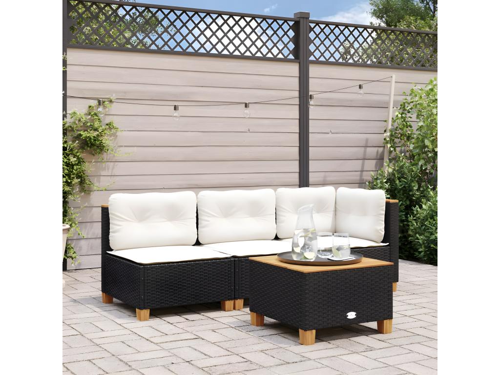 Ventoriq Premium - Table de jardin noir 55x55x36 cm résine tressée et bois Ventoriq YZYH03815