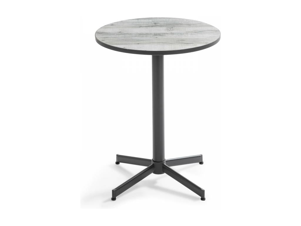 Table de jardin ronde 4 fauteuils acier gris - Ventoriq EXZV70819