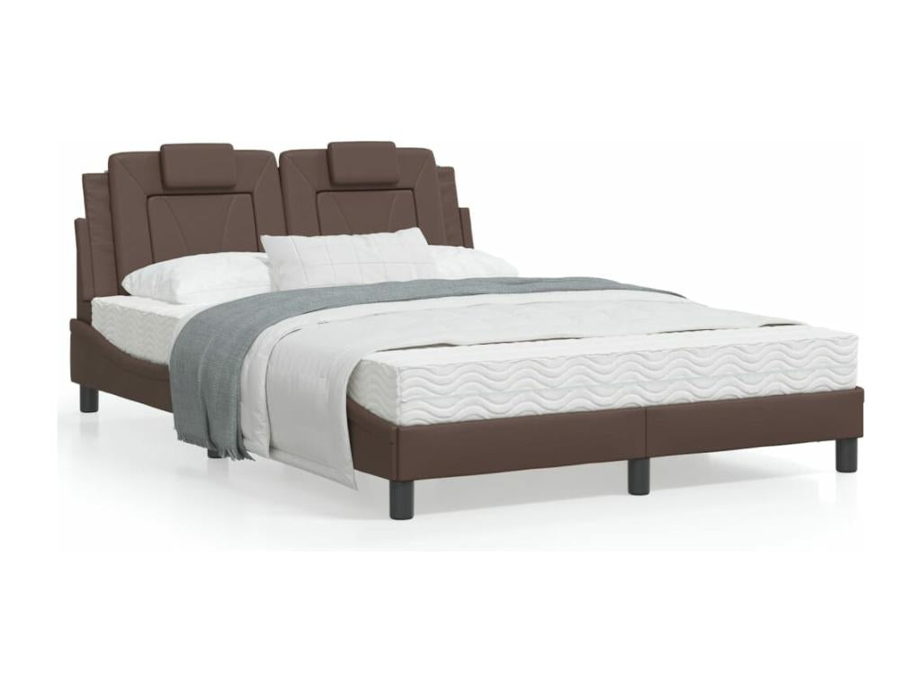 Bed with brown 120x200 faux leather mattress NOGI61067