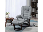 Fauteuil de relaxation inclinable pivotant avec repose-pied PU gris UWEG61858