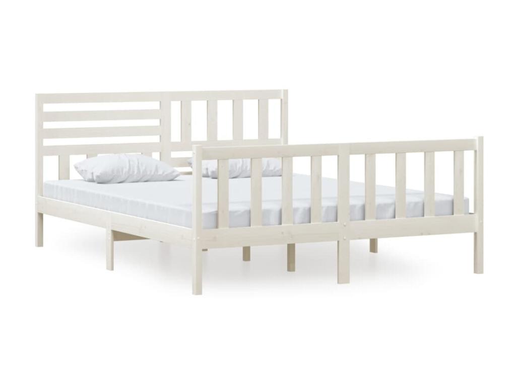 Lit Blanc Bois massif 160x200 2 DYOX23126