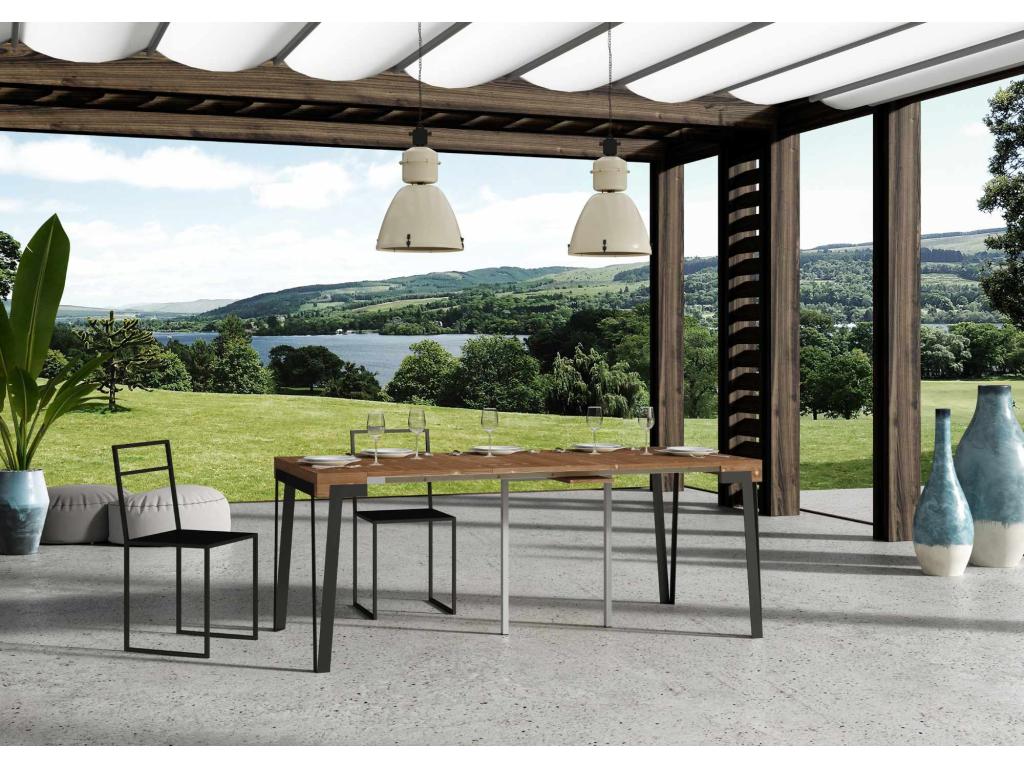 Lumenao Small Extendable Console Table 90x40/190 cm Stained Fir with Anthracite Frame VCVX04305