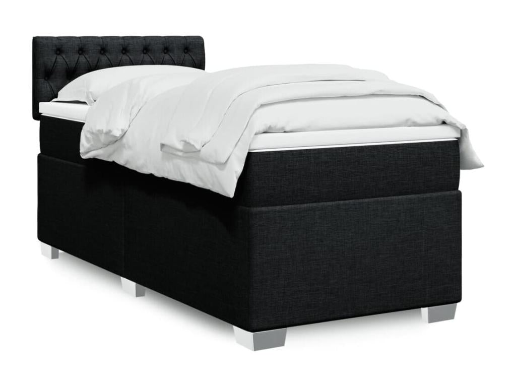 Sommier à Ventoriq de lit avec matelas Noir 90x190 cm Tissu YJRL96800
