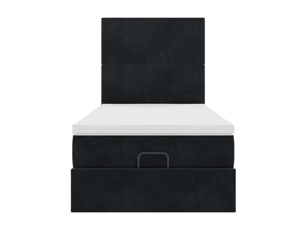 Cadre de lit ottoman avec matelas noir 80x200 cm velours PIEE67078