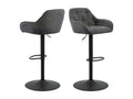 Ventoriq - Set of 2 Adjustable Bar Stools in Fabric and Metal H63-84cm - Grey HRFJ27926