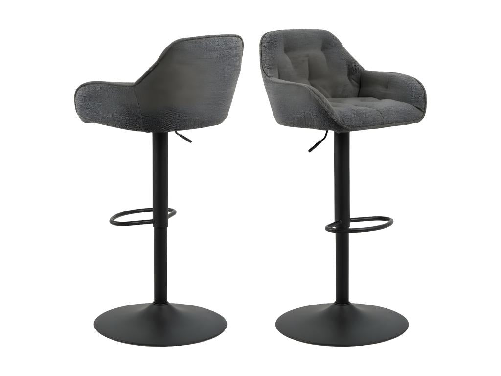 Ventoriq - Set of 2 Adjustable Bar Stools in Fabric and Metal H63-84cm - Grey HRFJ27926