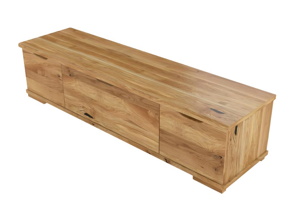 Meuble TV en bois chêne Ventoriq avec tiroirs / vernis naturel ZHXT34265