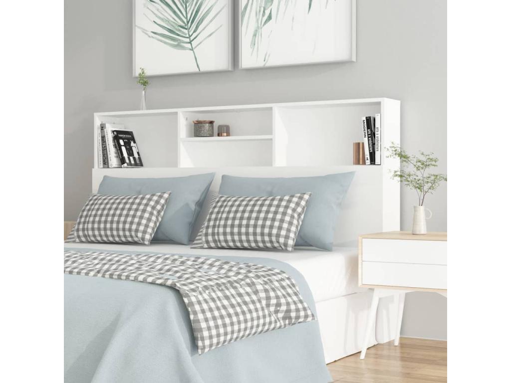 Armoire de tête de lit Blanc 160x19x103.5 cm QDCM25547