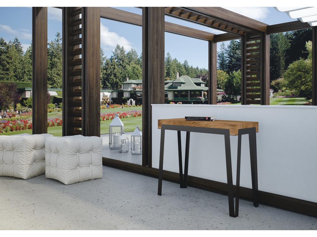 Lumenao Small Extendable Console Table 90x40/190 cm Stained Fir with Anthracite Frame VCVX04305