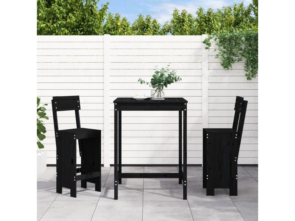 3-piece black solid pine wood garden bar set EPYQ78395