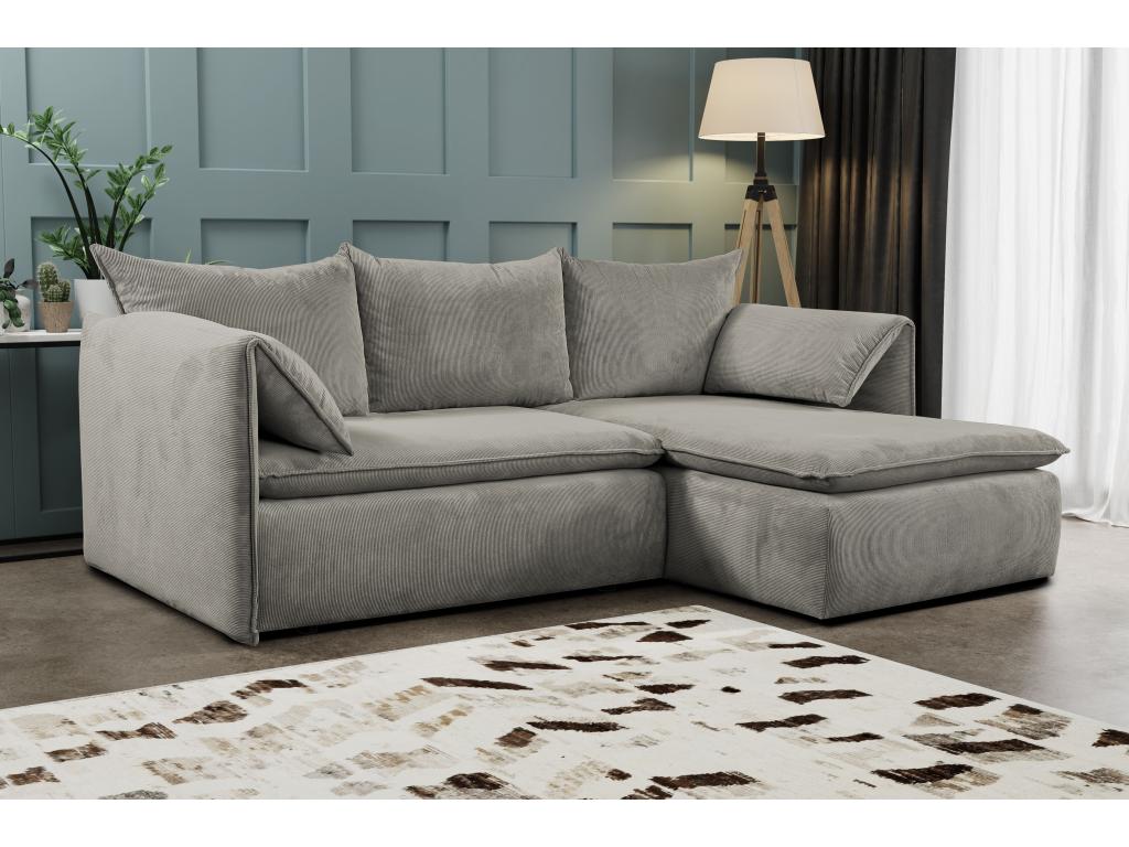 Canapé d'angle droit convertible en velours côtelé marron Ventoriq NTTM01873