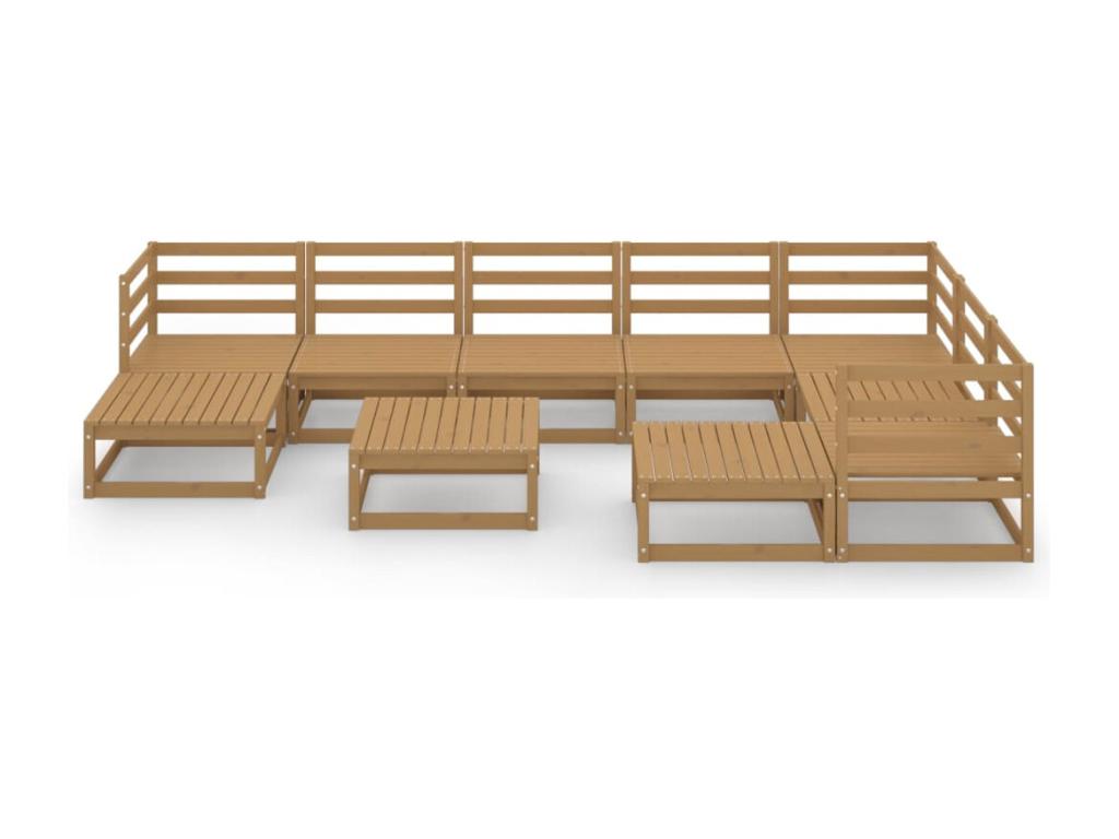 Salon de jardin 10 pcs marron miel bois de pin massif BZKE92544