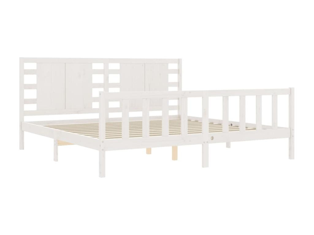 Cadre de lit avec tête de lit blanc 200x200 cm bois massif DITG01399