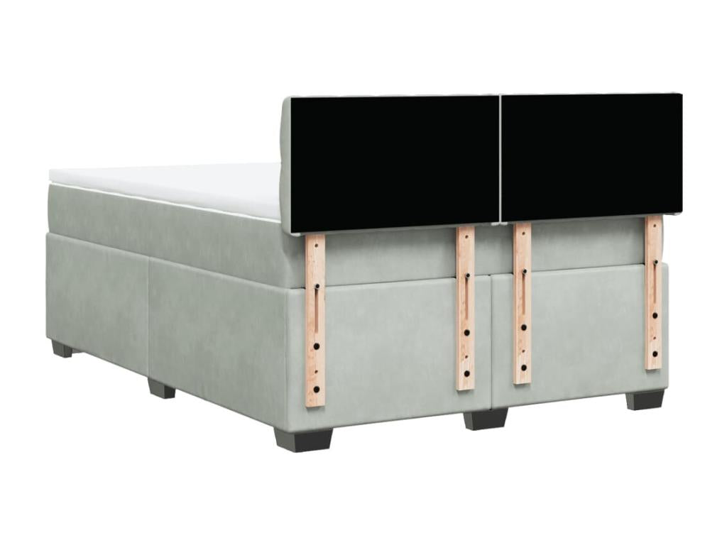 Sommier à Ventoriq de lit et matelas Gris clair 140x200cm Velours MYAL30168