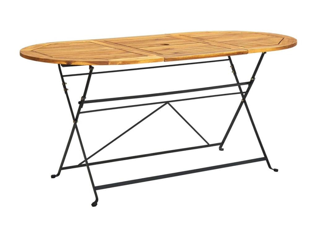 9-Piece Folding Outdoor Dining Set, Solid Lumenao Wood QLUG66158