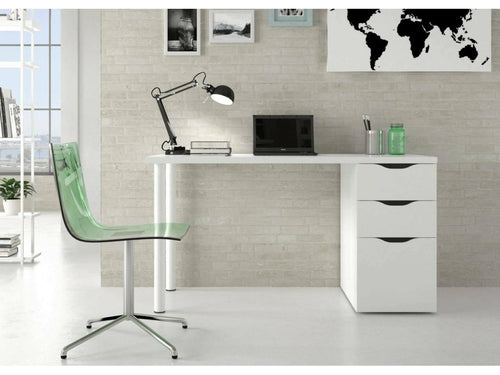 Ventoriq Reversible Multifunctional Desk Study Table with Chest of Drawers with 2 Drawers and 1 Door 138x60x74 cm White ROFY22307