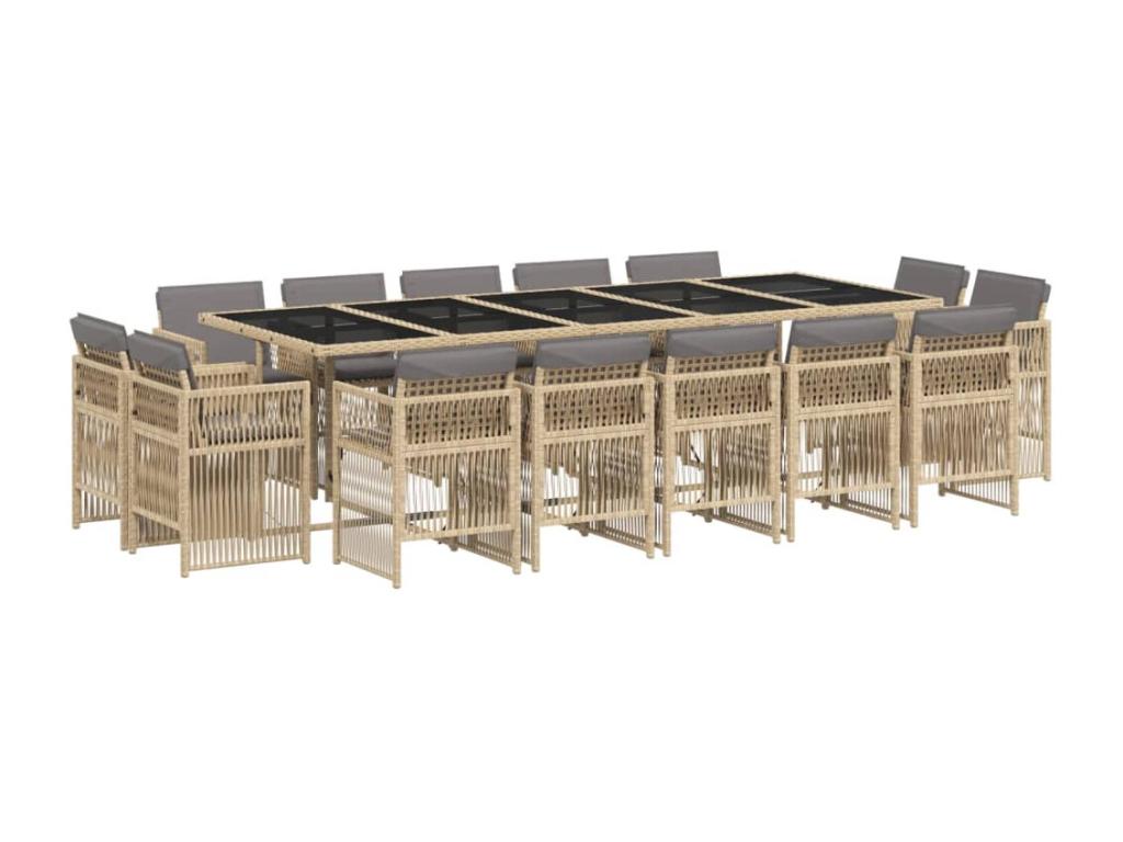 Lumenao 15-piece beige garden dining set and cushions CQPE29684