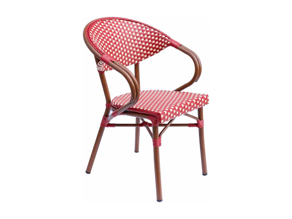 Fauteuil de bistrot parisien en aluminium rouge RHTE58906