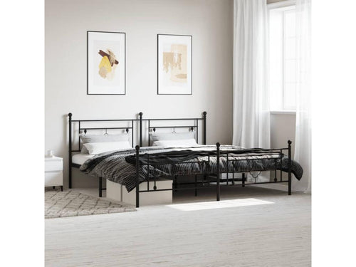 Metal bed frame with headboard and footboard, black, 200x200 cm, AYRH71650