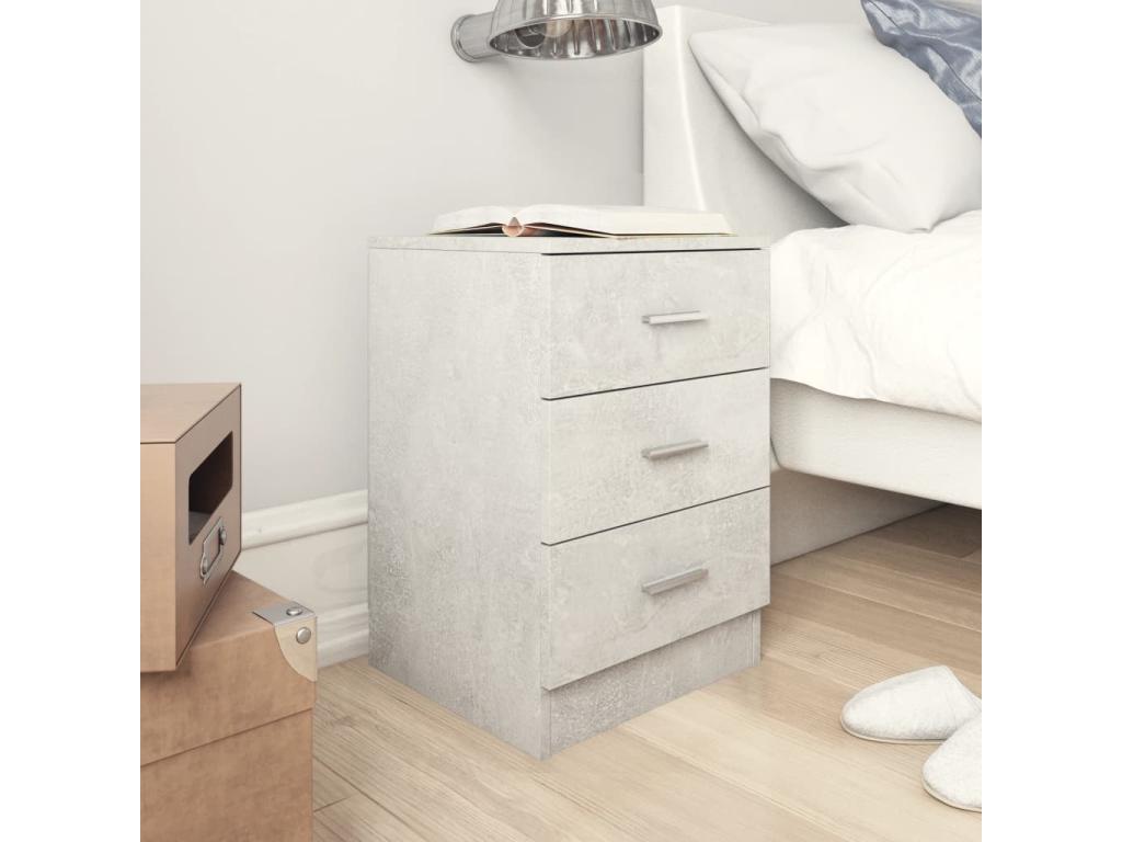 Table de chevet Gris béton 38x35x56 cm Bois d'ingénierie ROIK03693