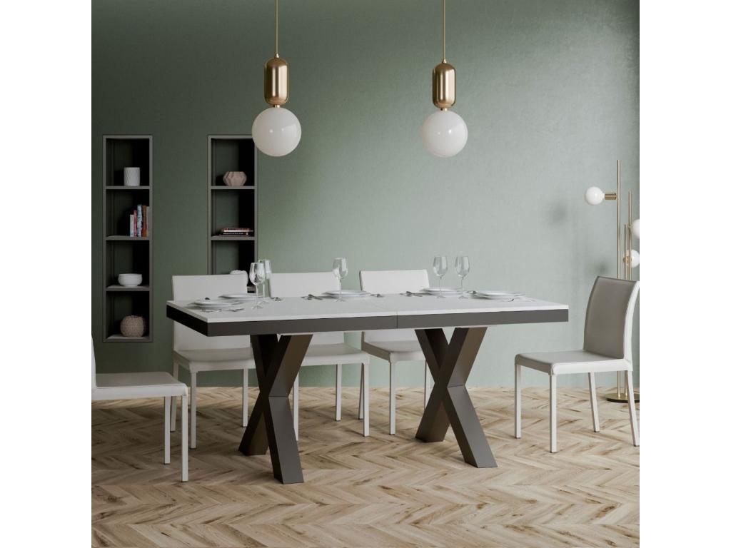 Table extensible 90x180/284 cm Ventoriq Evolution Frêne Blanc cadre Anthracite WKBR03138