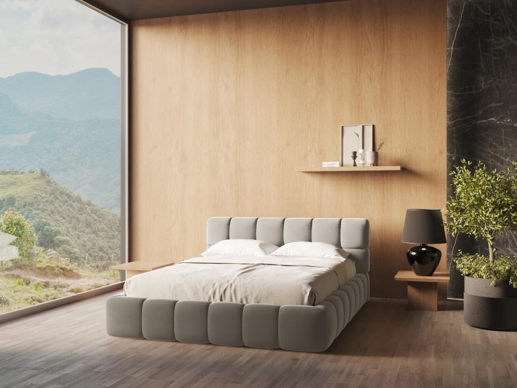 Lit coffre en velours 140x200 - Lumenao UUBK88430