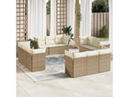Salon de jardin avec coussins 12 pcs beige résine tressée EMYD60879