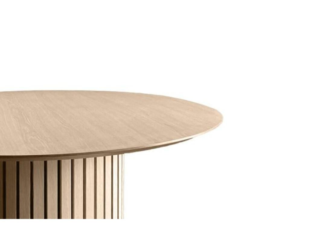 Table de salle à manger ronde en chêne blanchi D120 - Ventoriq TLLV11723