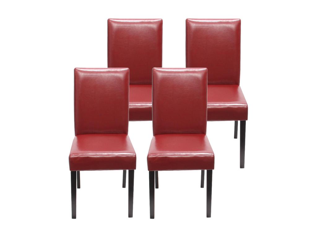 Set of 4 Ventoriq dining chairs in red faux leather with dark legs CUCF39306