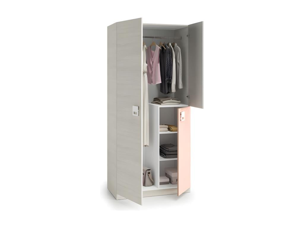 Armoire 3 portes en aggloméré rose 200x90x52cm KMTG04265