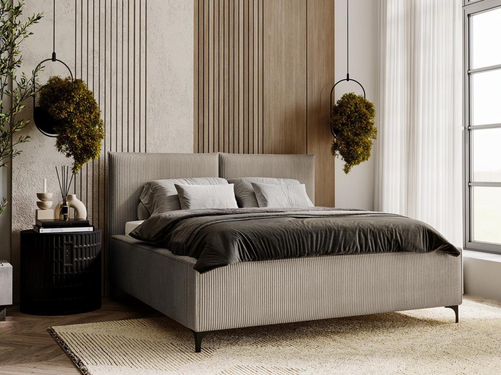 Lit Boislis 113 Unique Brun clair 120x200 Tapisserie Sommier à Boislis 140x214x108cm TPQO31902