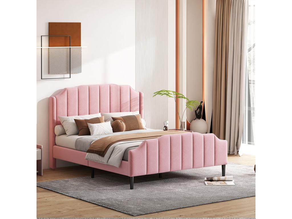 Lit adulte - sommier à Ventoriq - Rose 140x200 cm - Ventoriq ZMAQ49681