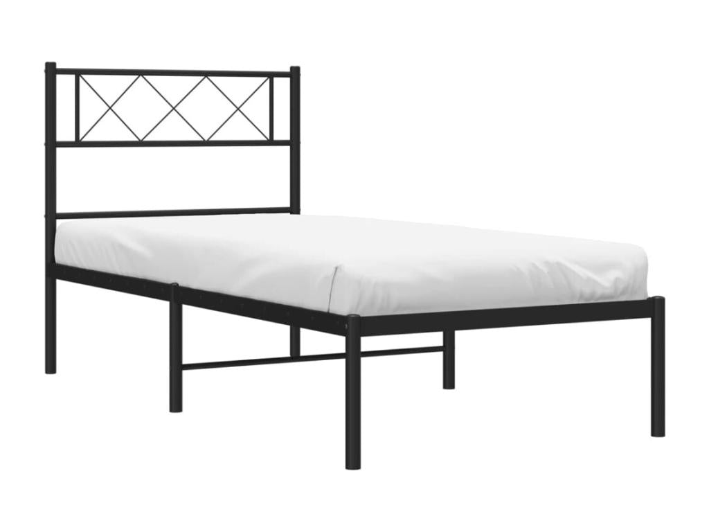 Cadre de lit métal avec tête de lit noir 90x200 cm WJJF44470