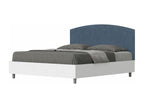 Bed without slatted base 160x200 white ash frame blue microfiber headboard Boislis SSLR48095