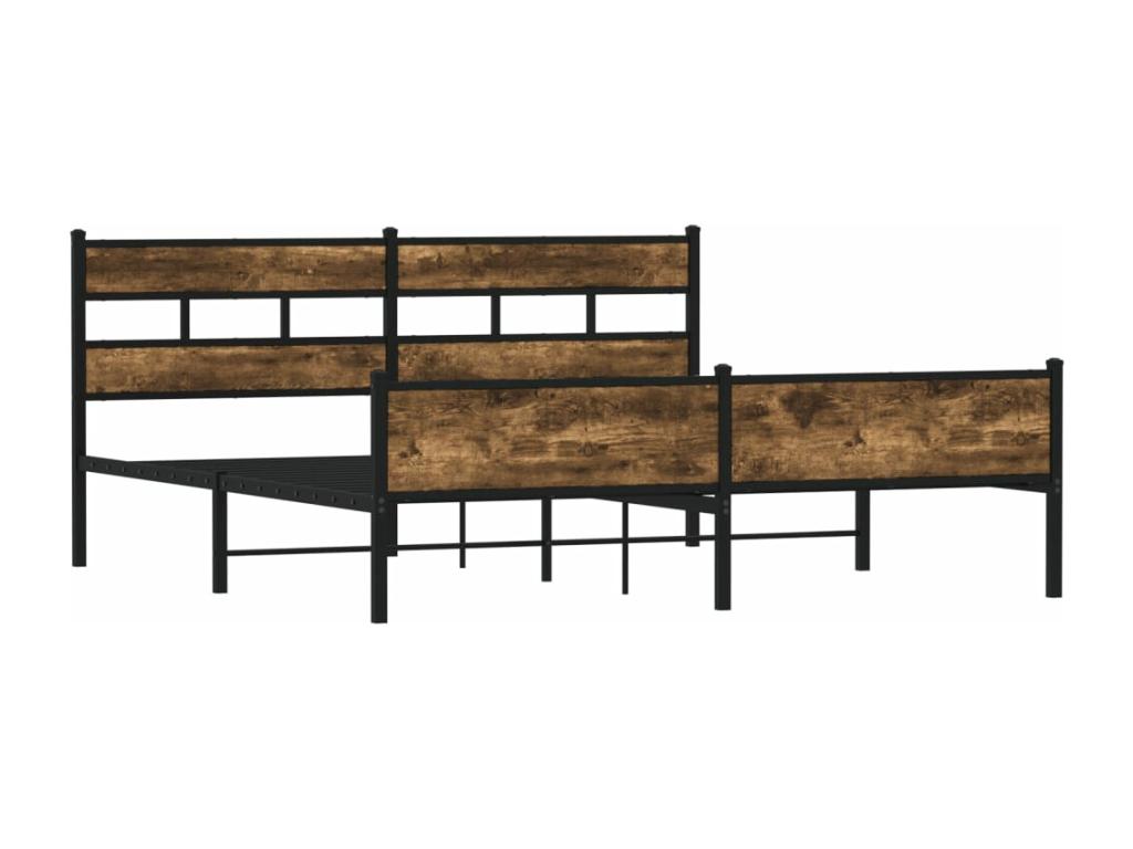 Cadre de lit en métal sans matelas chêne fumé 180x200 cm TQYK41357