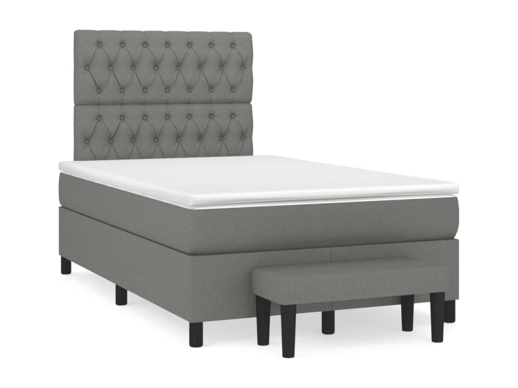 Sommier à Lumenao de lit avec matelas gris foncé 120x190 tissu ATHK76799