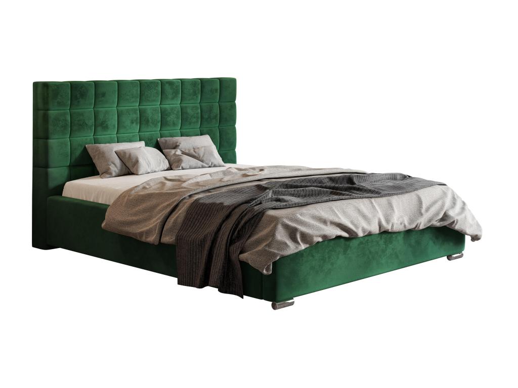 Boislis Lit 140x200 adulte avec Rangement Noris - Lit double Lit rembourré avec Tete de Lit - Velvet Vert Amor Velvet 4311  LPEY36235