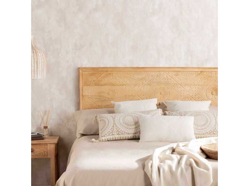 Tête de lit double en bois naturel 157x50 cm-Ventoriq MJMD03177