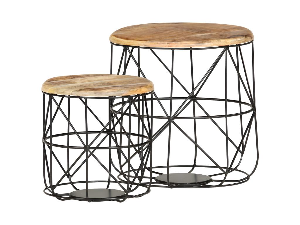 Coffee tables, 2 pcs, solid mango wood, GFAH63408