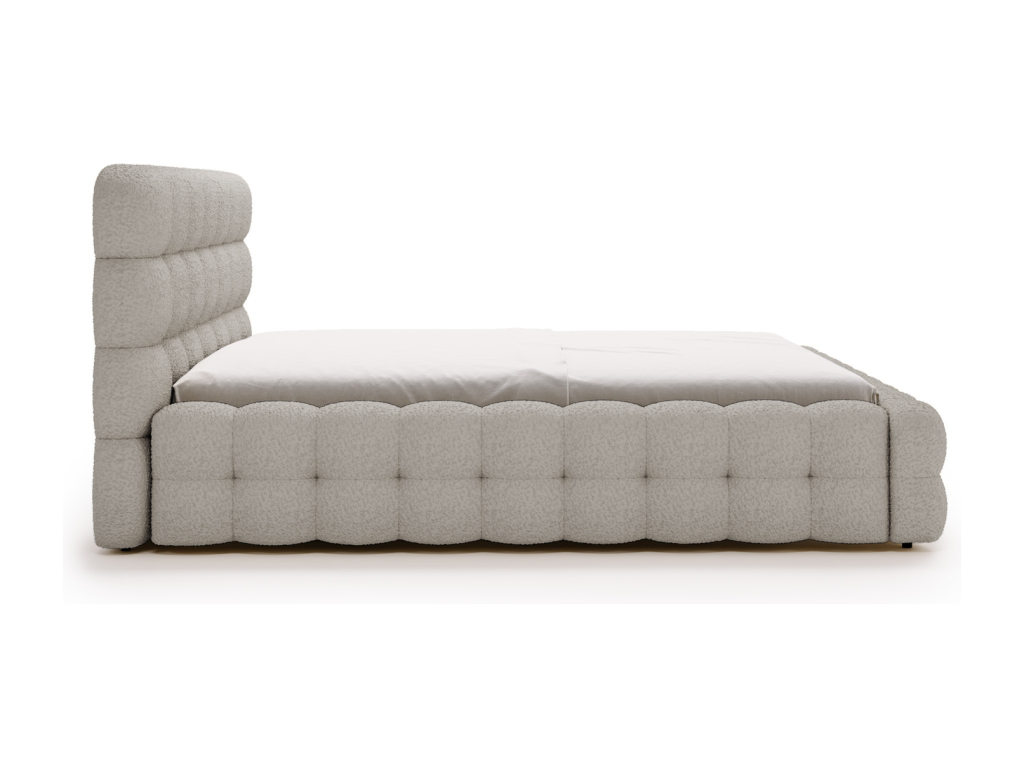 Lumenao Lit Lumenaoé Lumenao - Lit double 160x200 avec Sommier à Lumenao Rangement - tissu bouclé Gris clair Lumenao 15  ZWLF48541