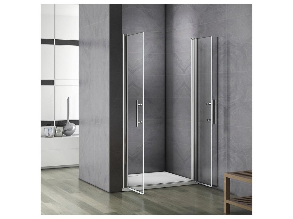 Hinged shower door 110x187cm, 180° pivot shower door in 6mm anti-limescale glass, for alcove installation LIXS10290