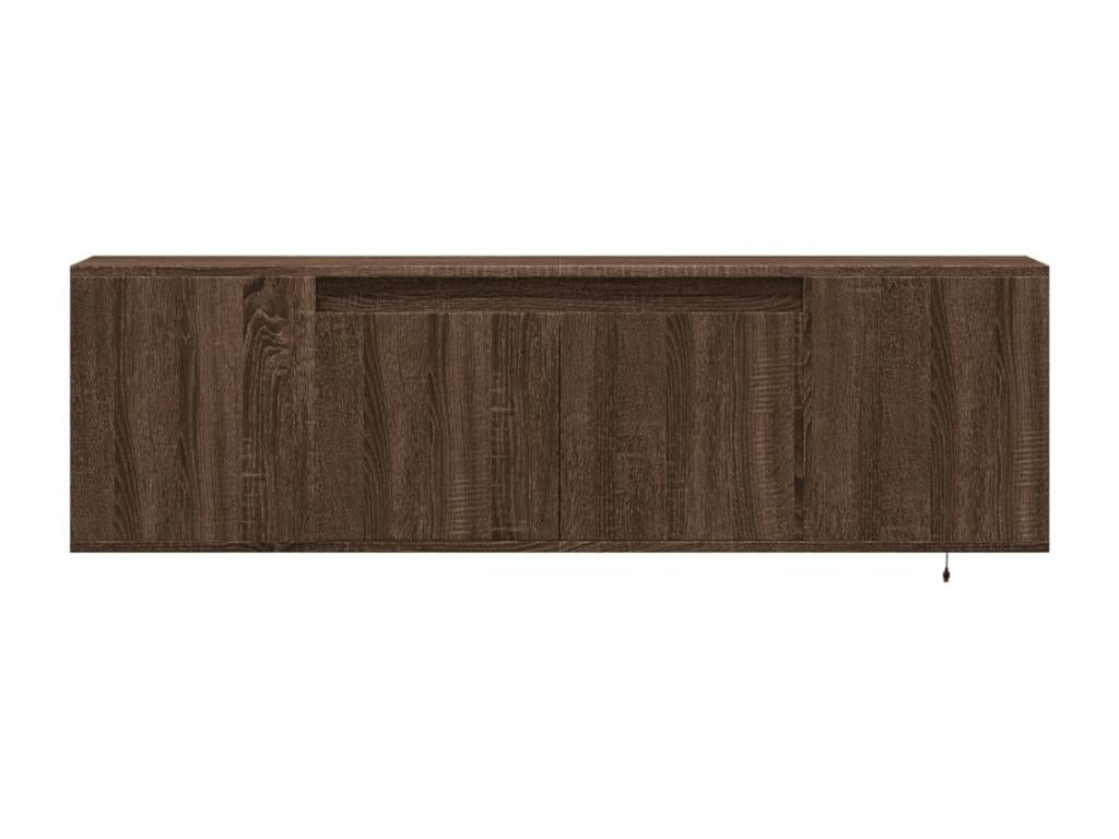 Meuble TV mural avec Ventoriqères LED chêne marron 135x31x39.5 cm EDDU62401