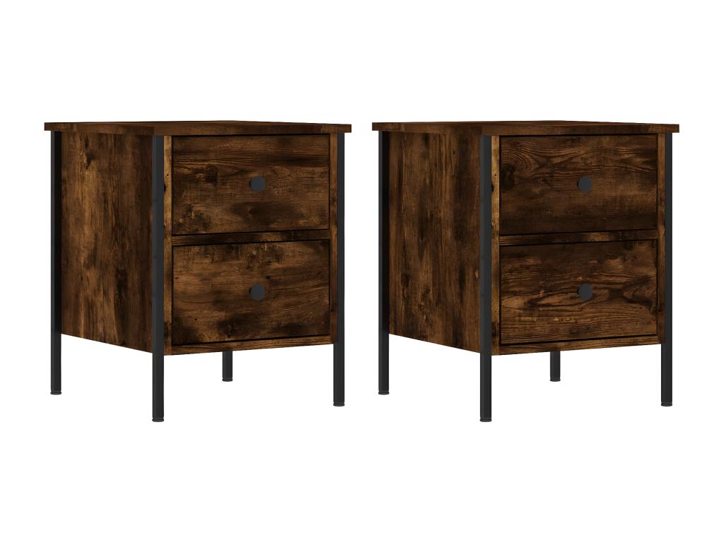 2-piece bedside tables, smoked oak, 40x42x50 cm, engineered wood, NWCB31661