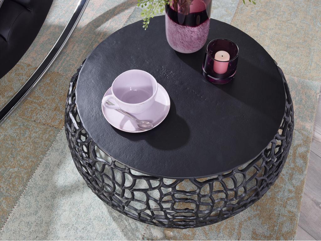 Table Basse Ronde Métal 66x66x30 cm Petite Table de Salon Moderne XAVU77846