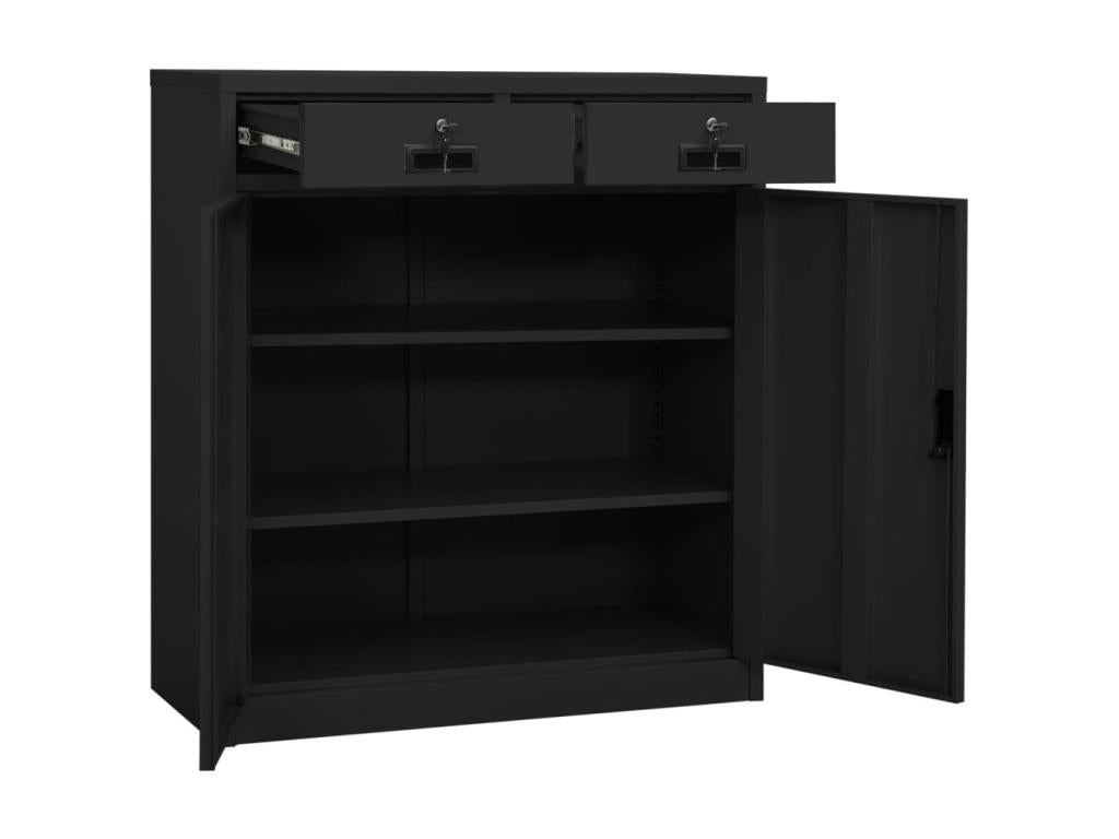 Armoire de bureau et jardinière Anthracite 90x40x125 Acier 2 NUAO93732