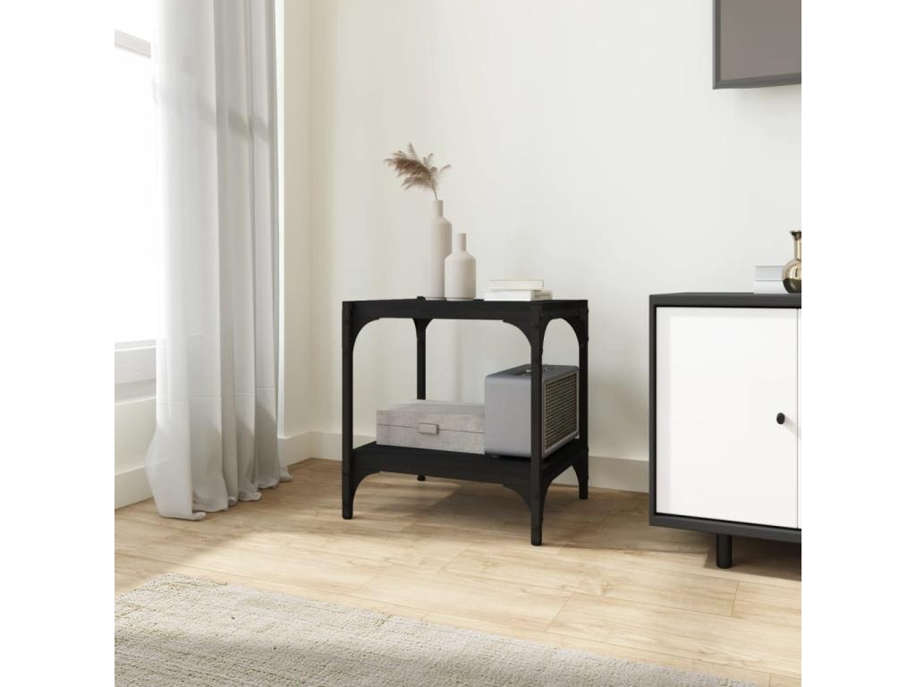 Meuble TV Noir 40x33x41 cm Bois d'ingénierie et acier JYDS97445