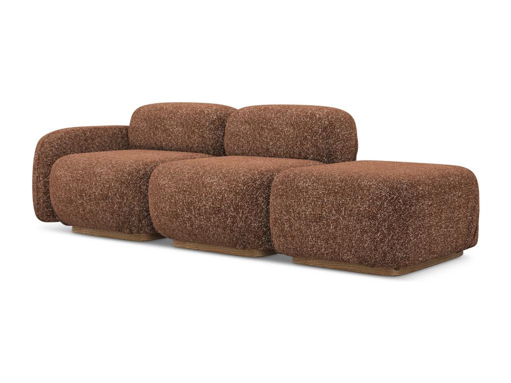 Canapé modulable 3 places droit en tissu texturé - terre cuite - Lumenao IUFC32212